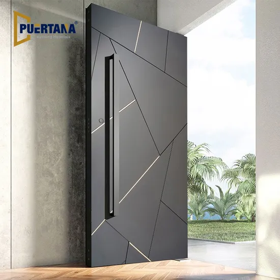 Luxury Cast Aluminum Aluminium Black Stainless Steel Exterior Main Entrance Entry Door