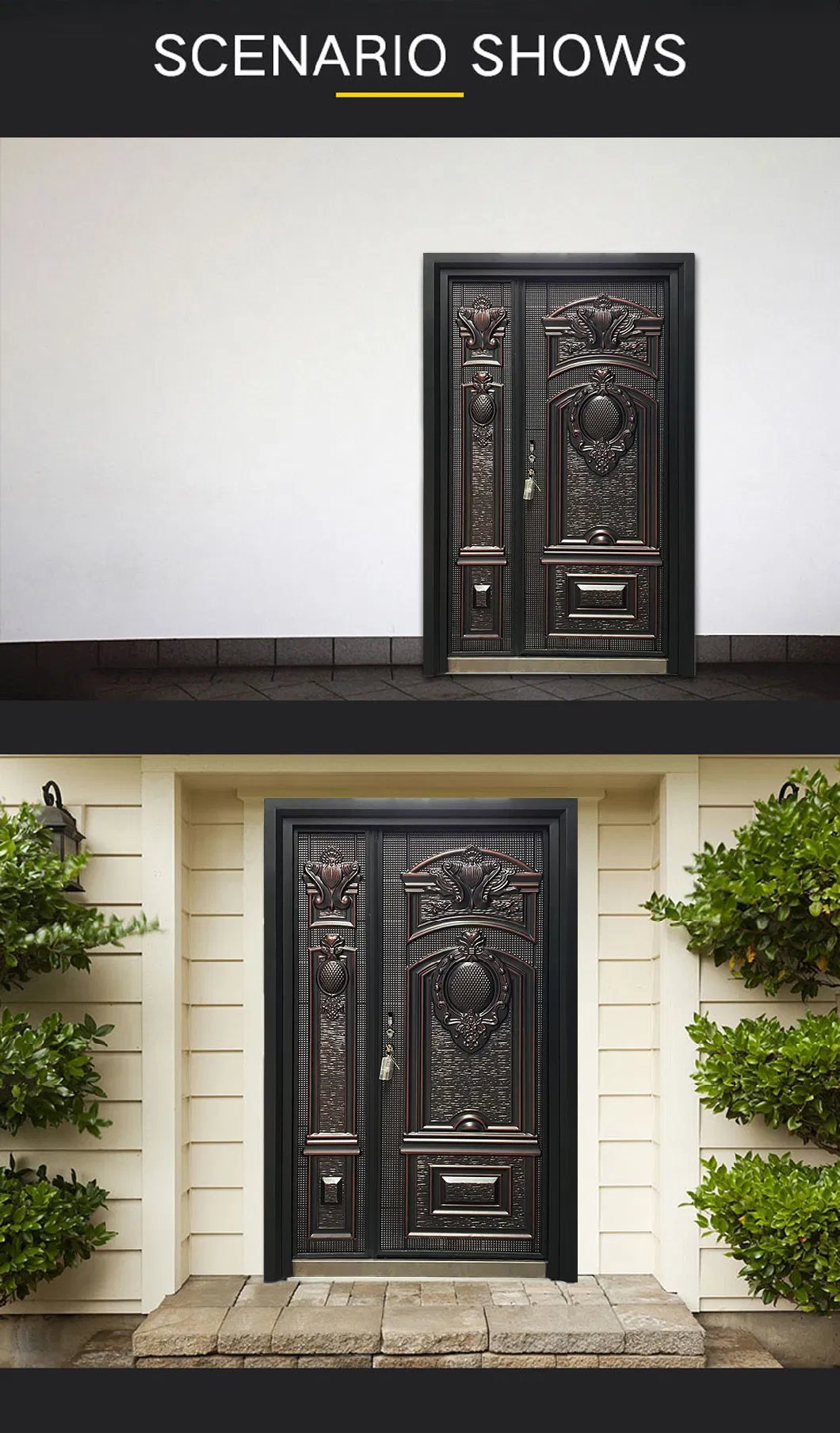 Hot Selling Home Front Door Design Luxury Bulletproof Aluminum Doors Exterior Cast Door