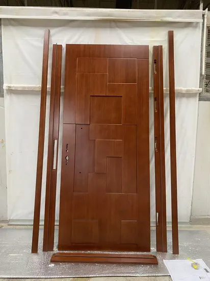 Red Oak Wood Copper Nail Front Entrance Door with Arched Top
