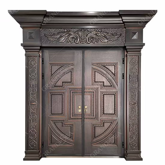 Aluminum Casting for Main Entrance Wooden Doors Custom Entry Doors
