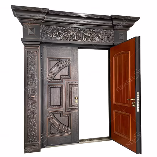 Aluminum Casting for Main Entrance Wooden Doors Custom Entry Doors