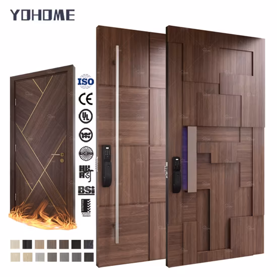 Red Oak Wood Copper Nail Front Entrance Door with Arched Top